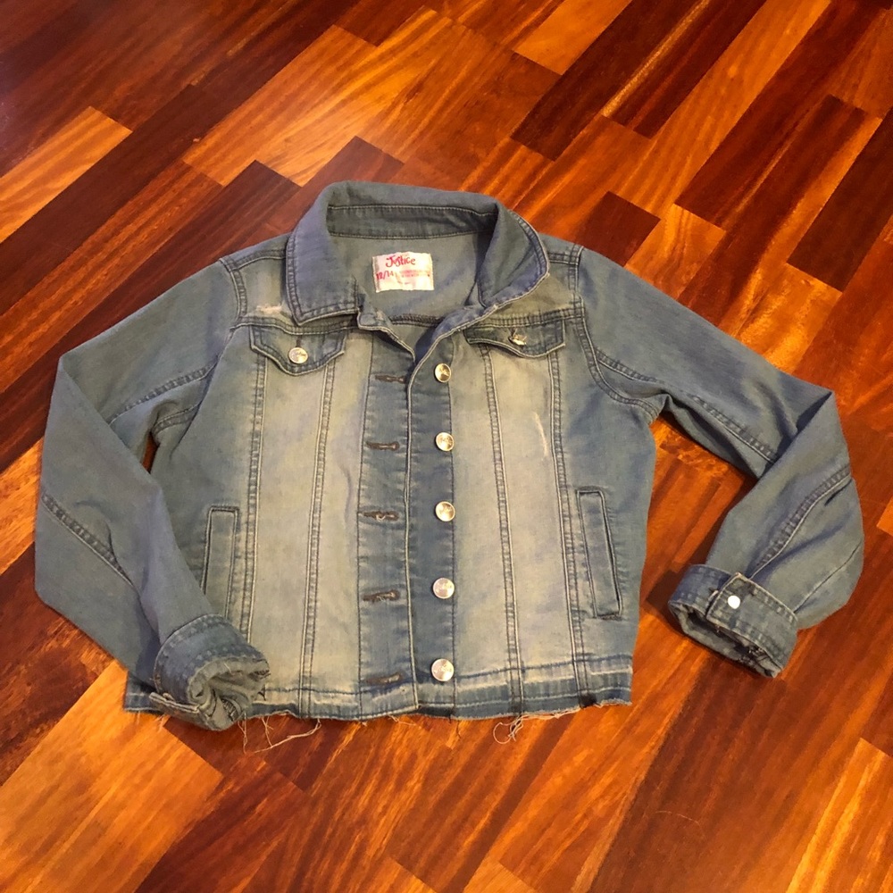 Girls distressed denim jacket